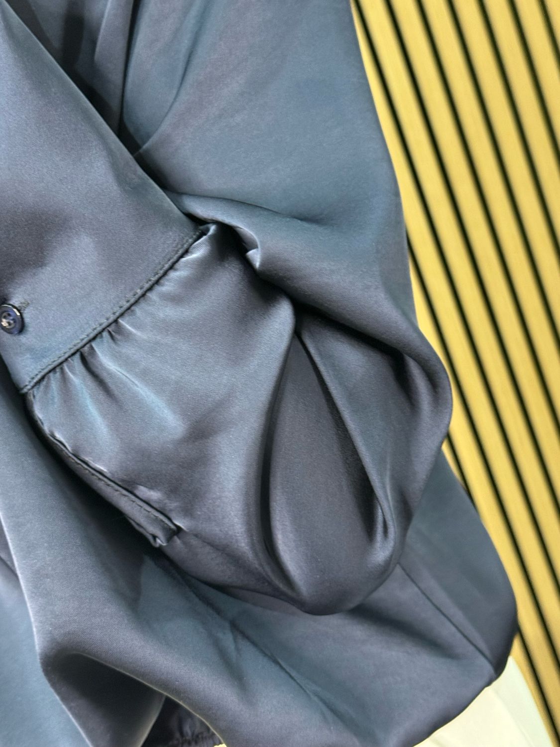 Satin V Neck Blouse - Navy