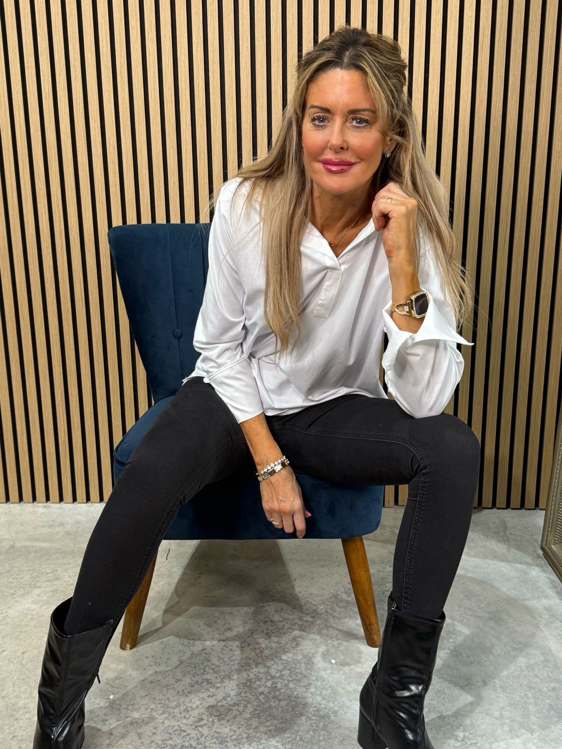 Classic V Neck Shirt - White