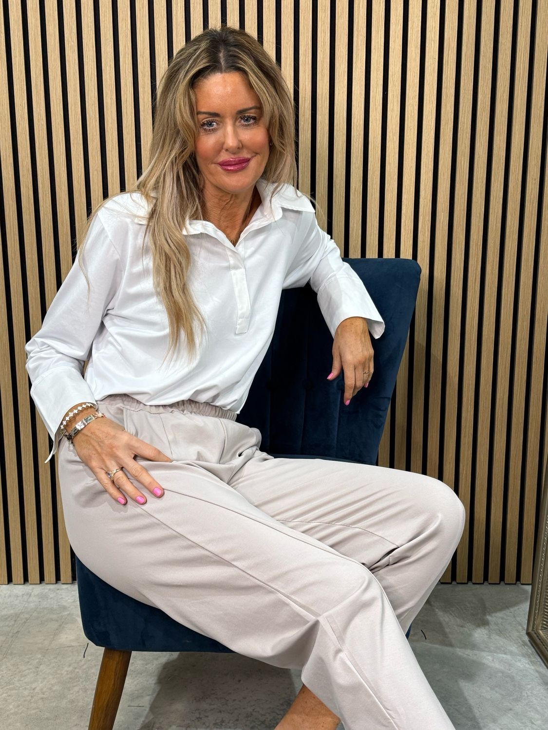 Elasticated Waist Cropped Trousers - Stone