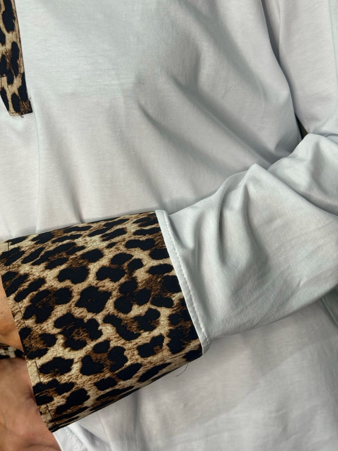 Classic V Neck Shirt - White Leopard