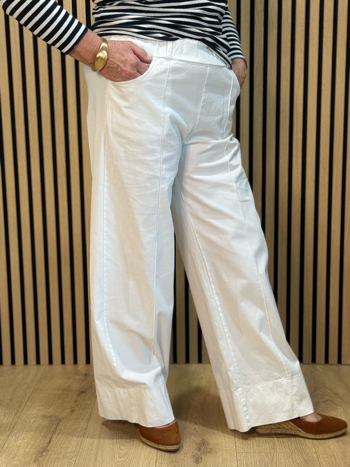 Wide Leg Cotton Trousers - White
