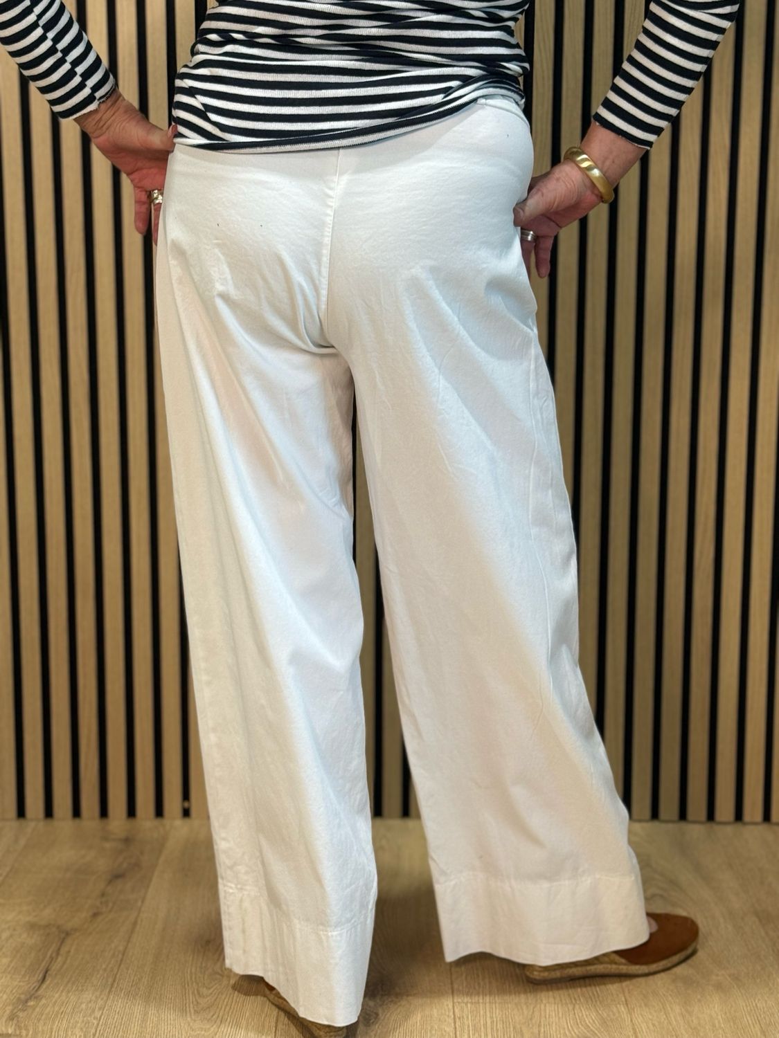Wide Leg Cotton Trousers - White