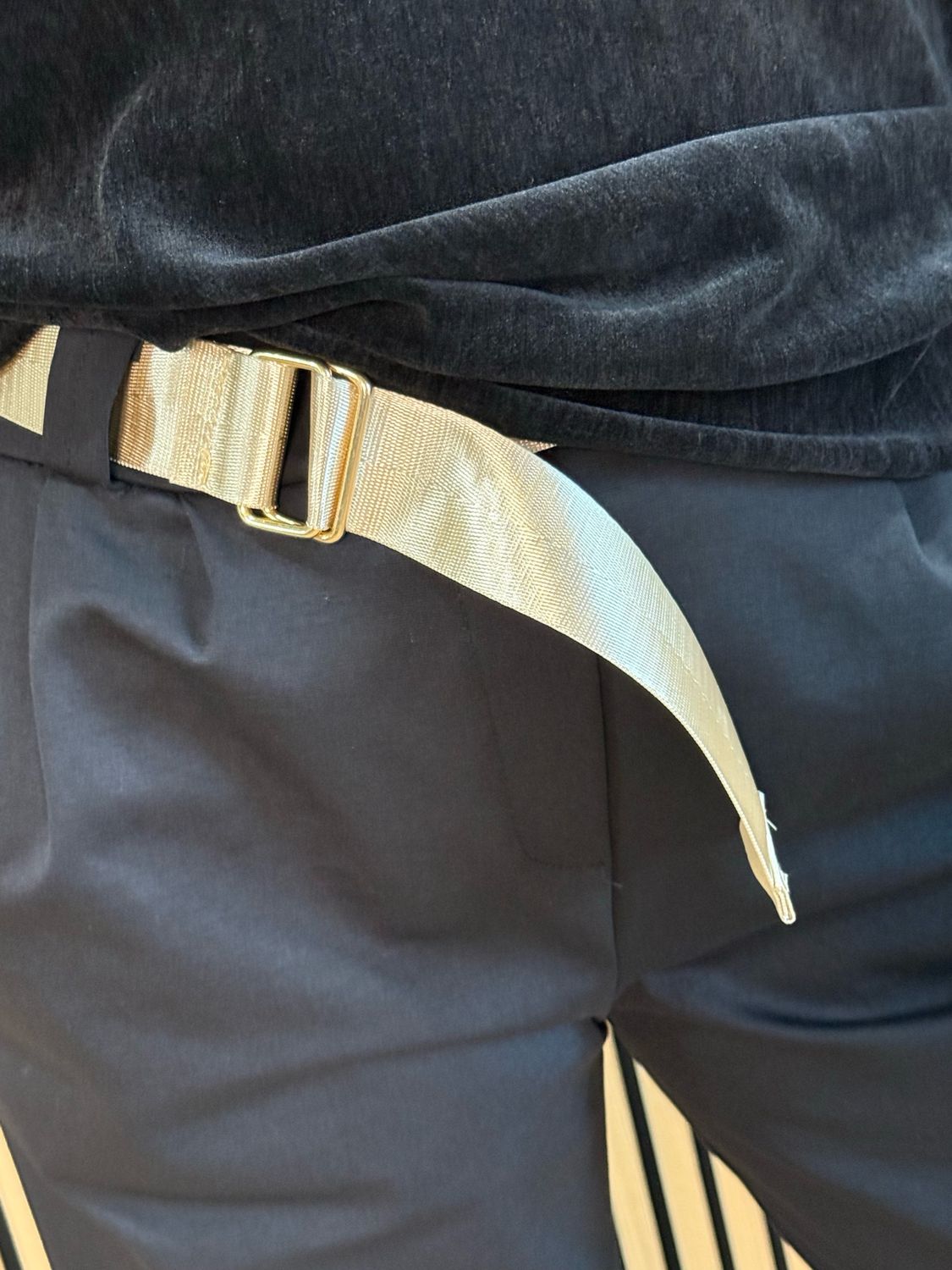 Cotton Stretch Tapered Trousers - Black