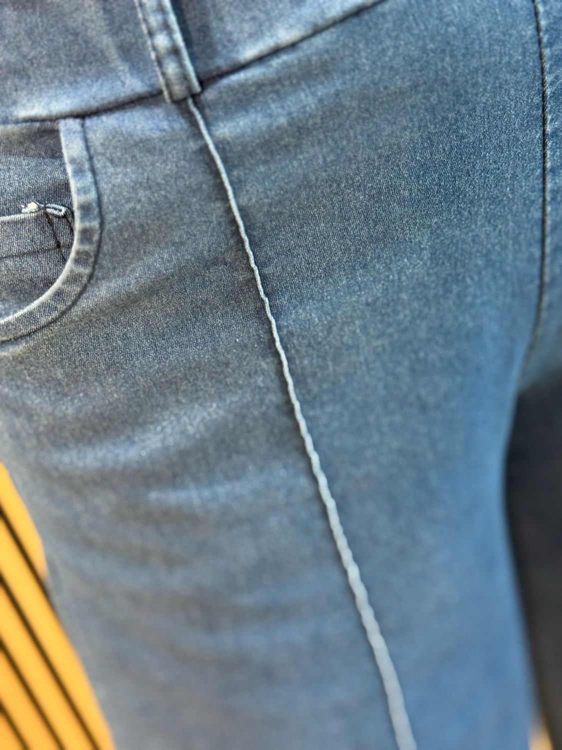 Wide Leg Stretch Denim Trousers