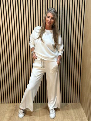 Relaxed - Stripe Detail Co-Ord Set - White