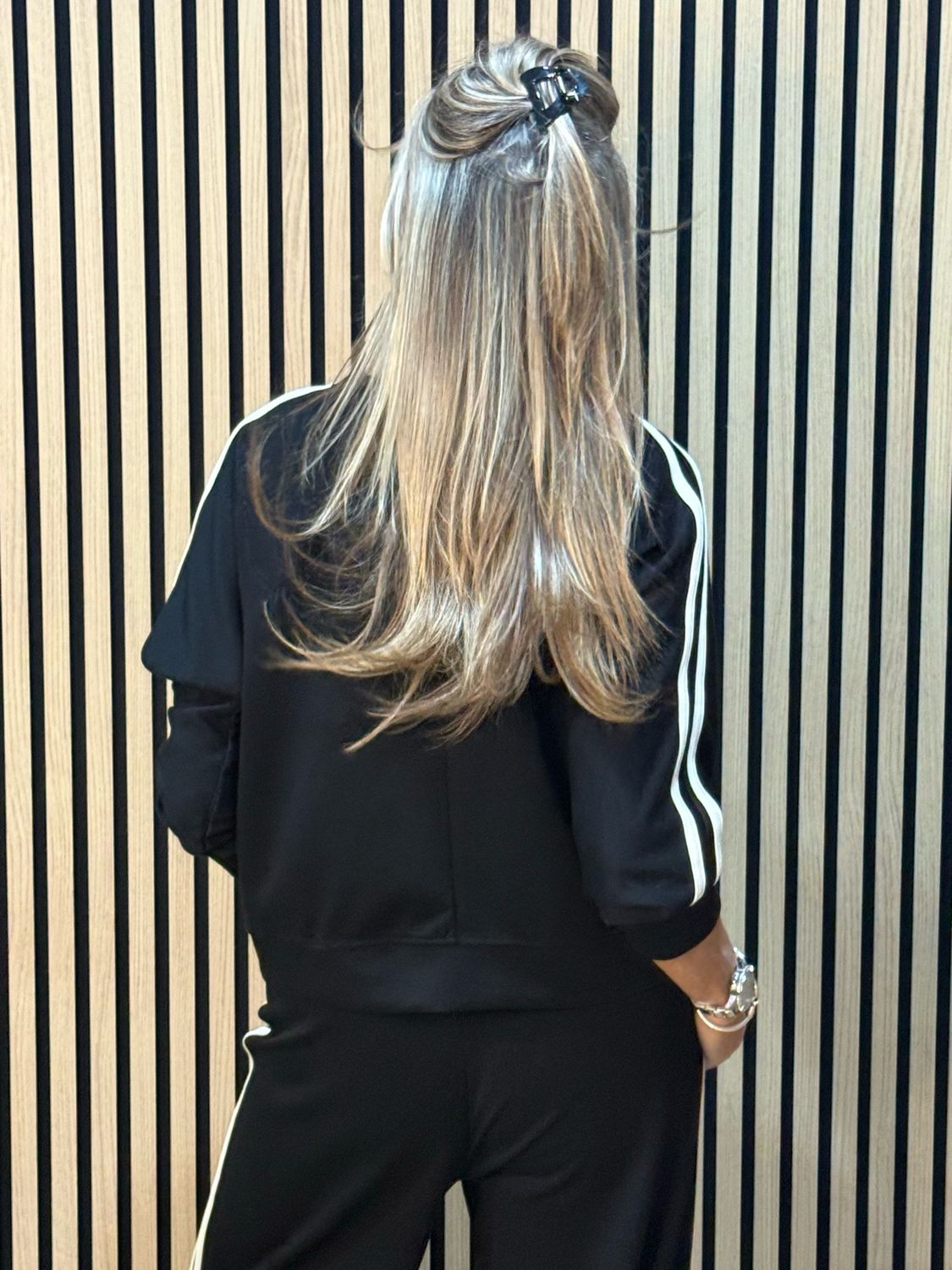 Relaxed - Stripe Detail Co-Ord Set - Black