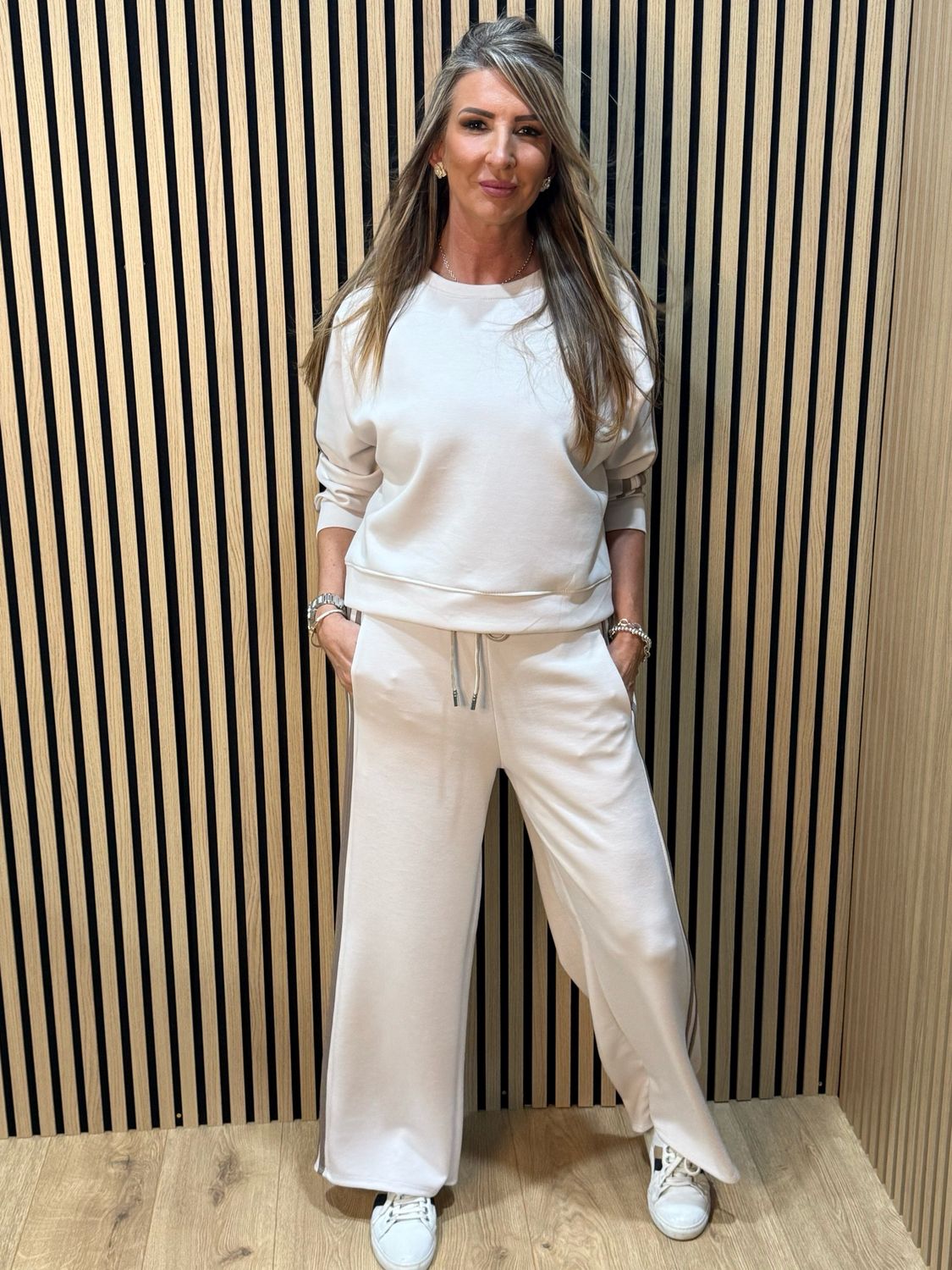 Relaxed - Stripe Detail Co-Ord Set - Mocha