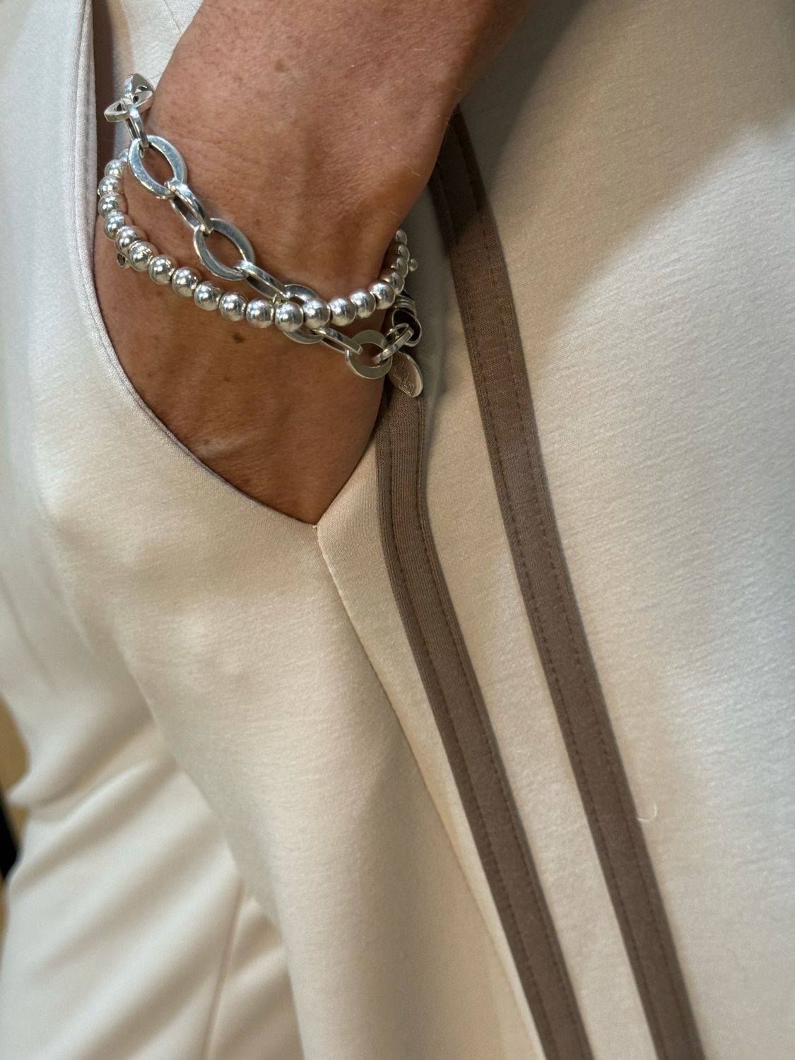 Relaxed - Stripe Detail Co-Ord Set - Mocha