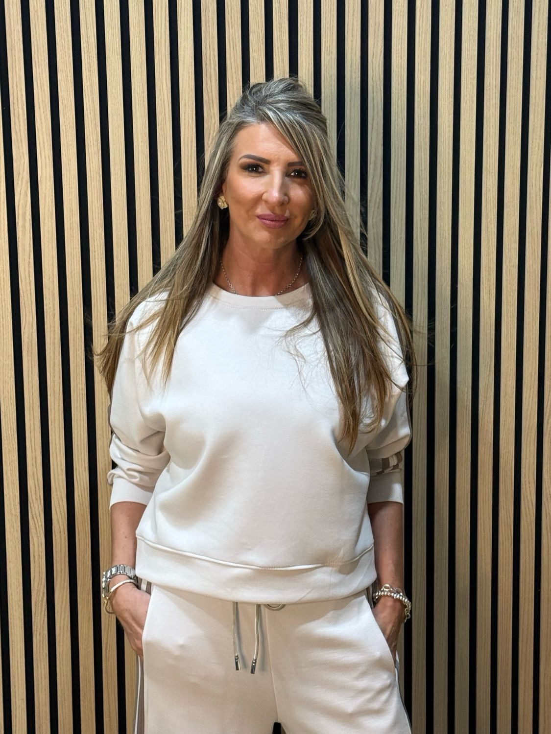 Relaxed - Stripe Detail Co-Ord Set - Mocha