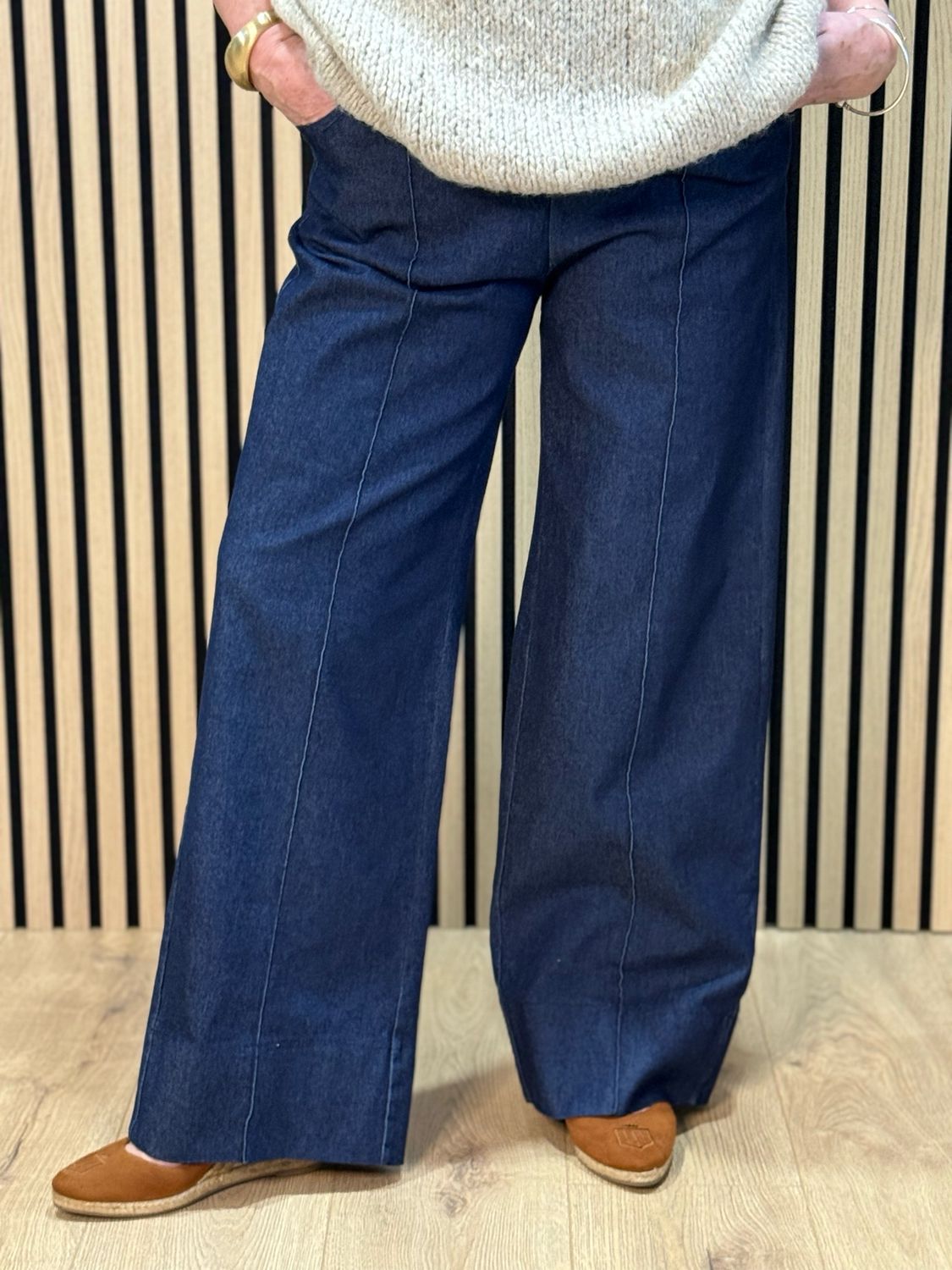 Wide Leg Denim Trousers