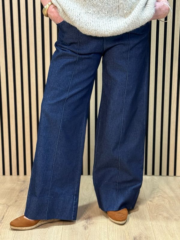 Wide Leg Denim Trousers