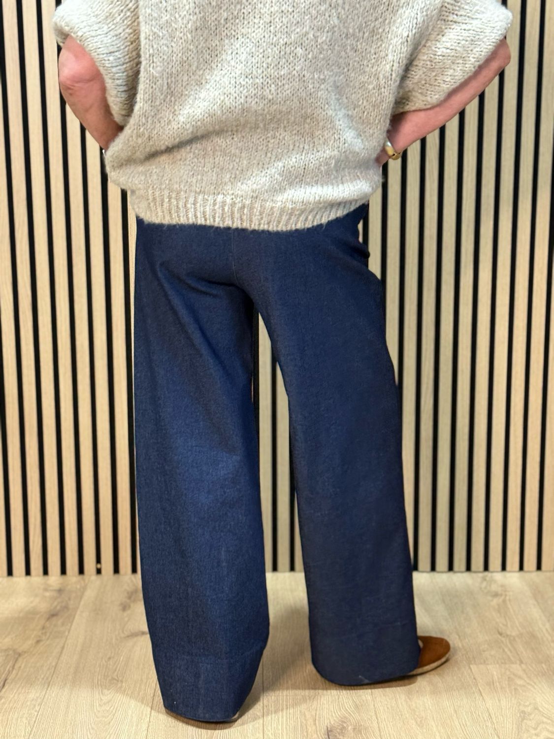Wide Leg Denim Trousers