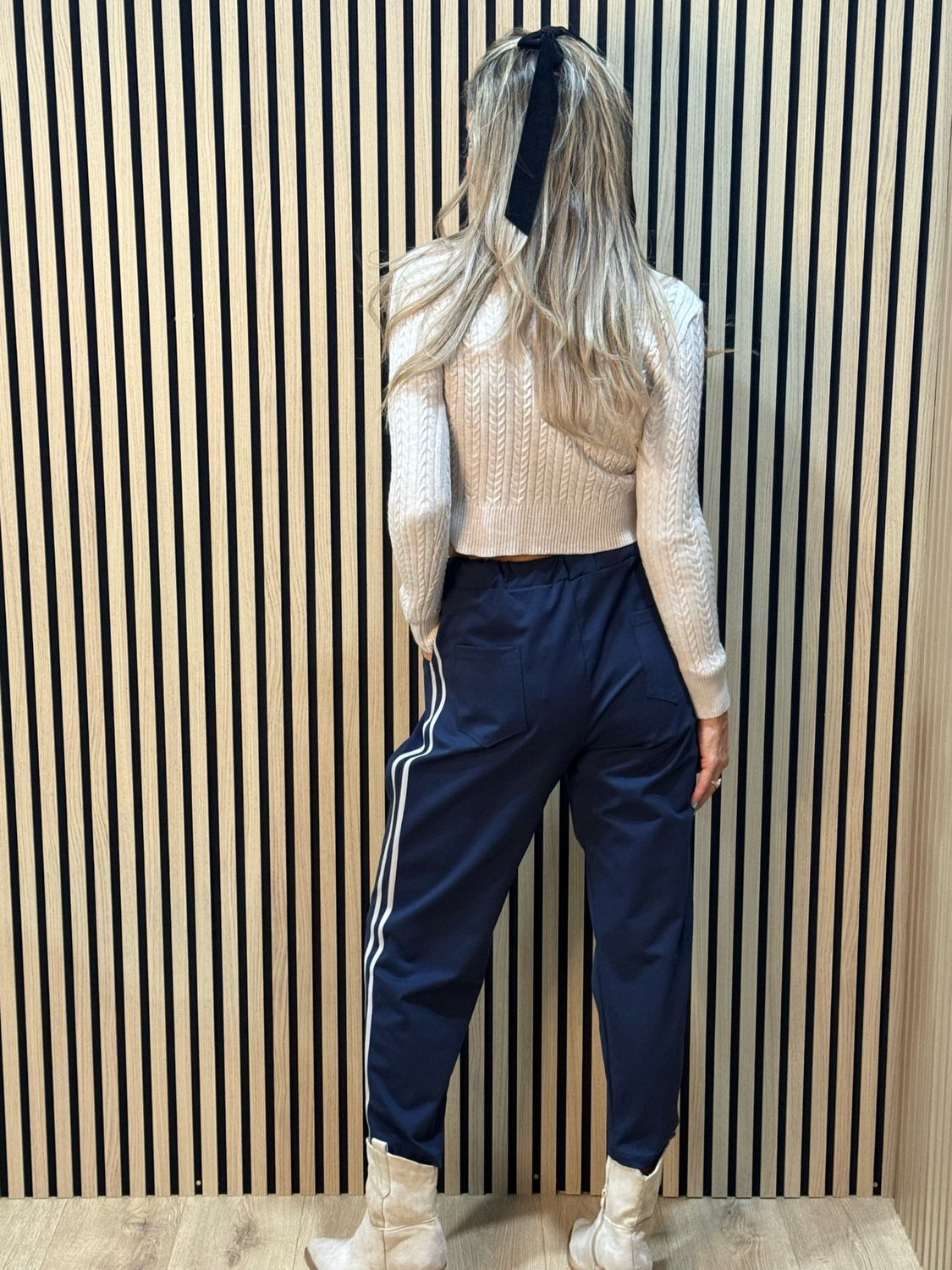 Sporty Striped Jogger - Navy