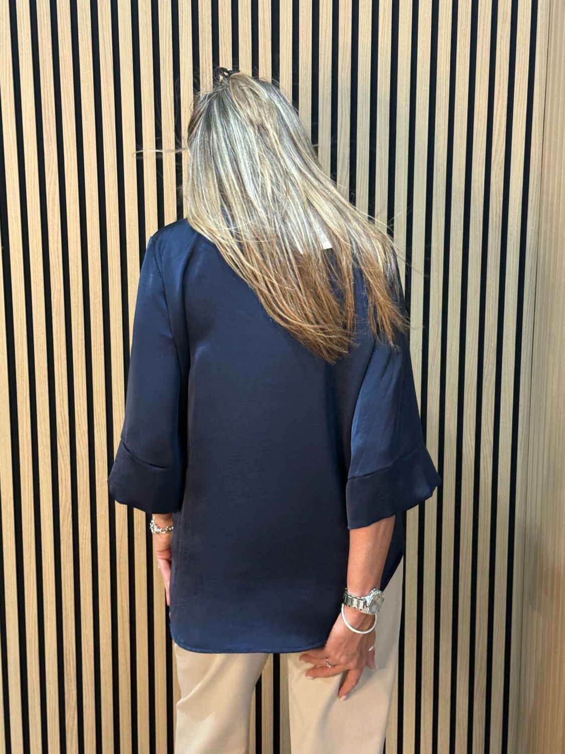 Chic V-Neck Top - Navy