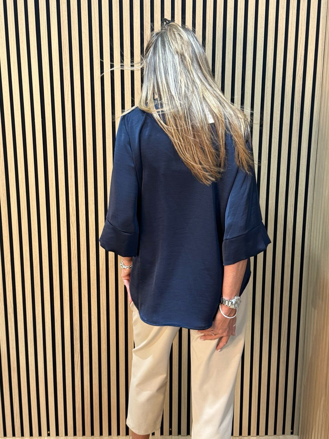 Chic V-Neck Top - Navy