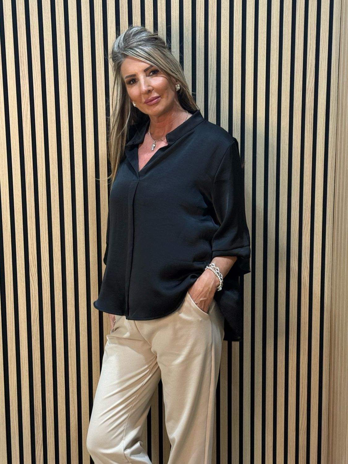 Chic V-Neck Top - Black