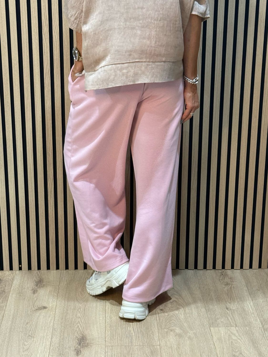 Wide Leg Draw String Trousers - Pink