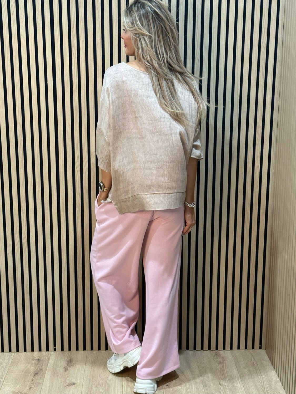 Wide Leg Draw String Trousers - Pink