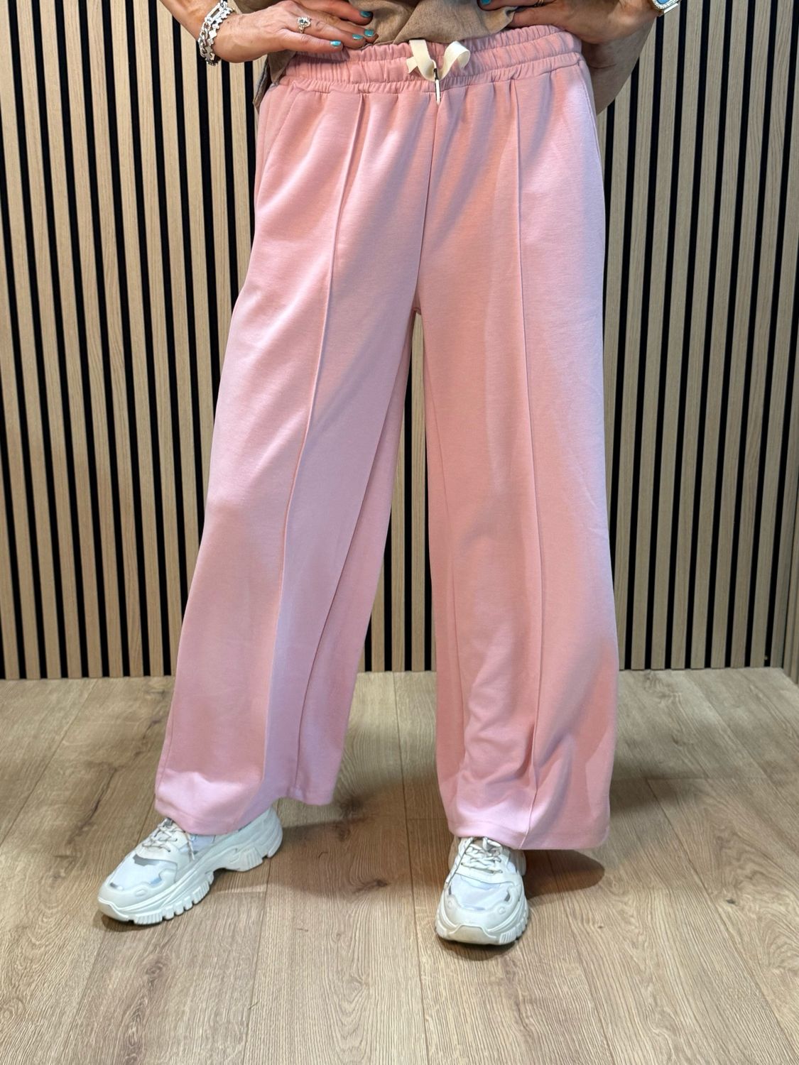 Wide Leg Draw String Trousers - Pink