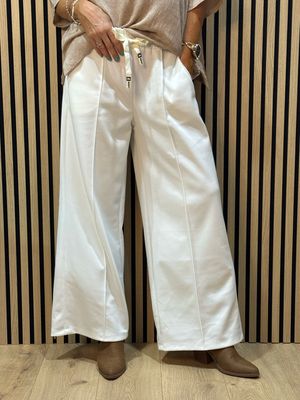 Wide Leg Drawstring Trousers - White