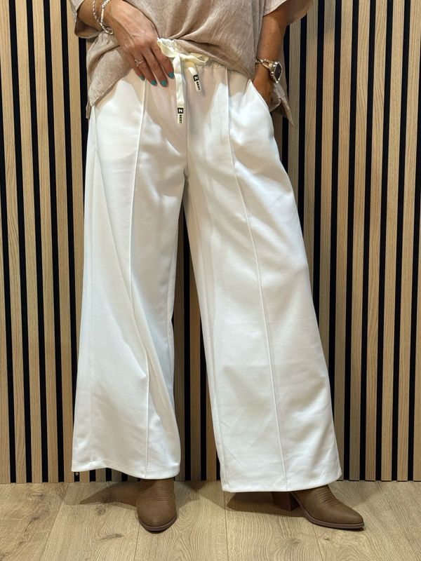 Wide Leg Drawstring Trousers - White