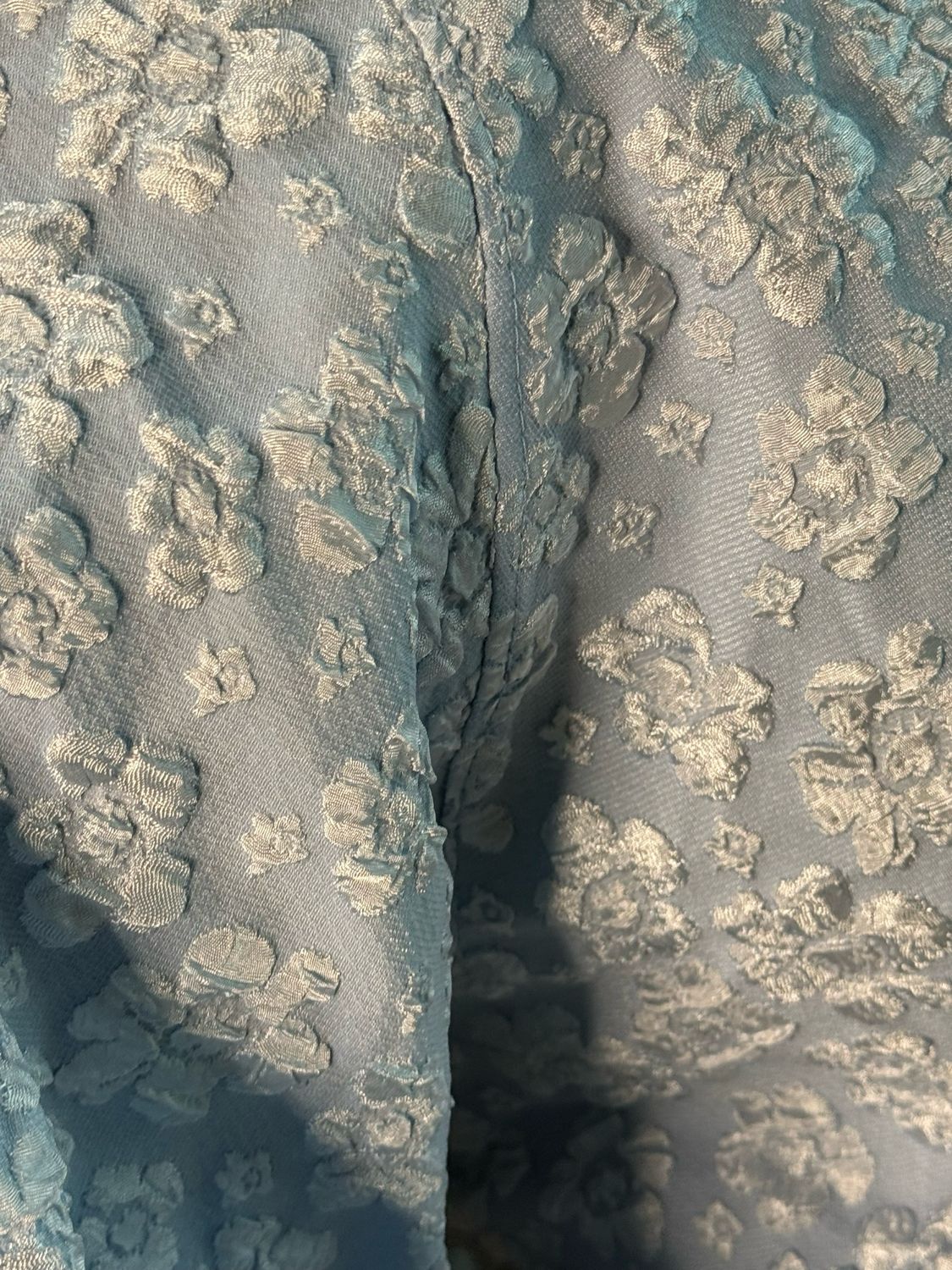 Textured Floral Jacquard Top - Blue