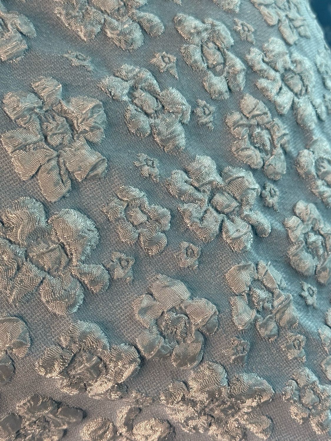 Textured Floral Jacquard Top - Blue