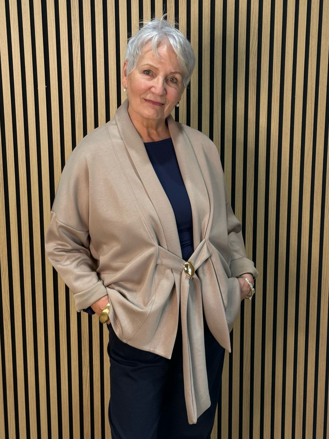 Soft Drape Tie-Front Top - Mocha