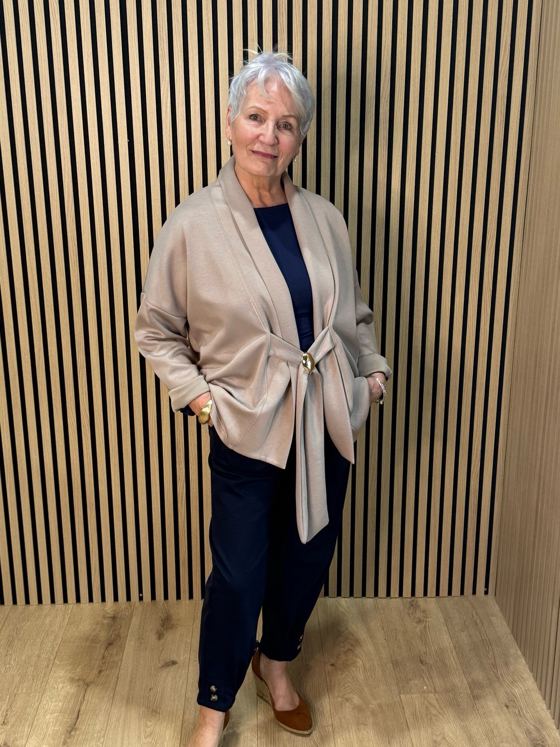 Soft Drape Tie-Front Top - Mocha