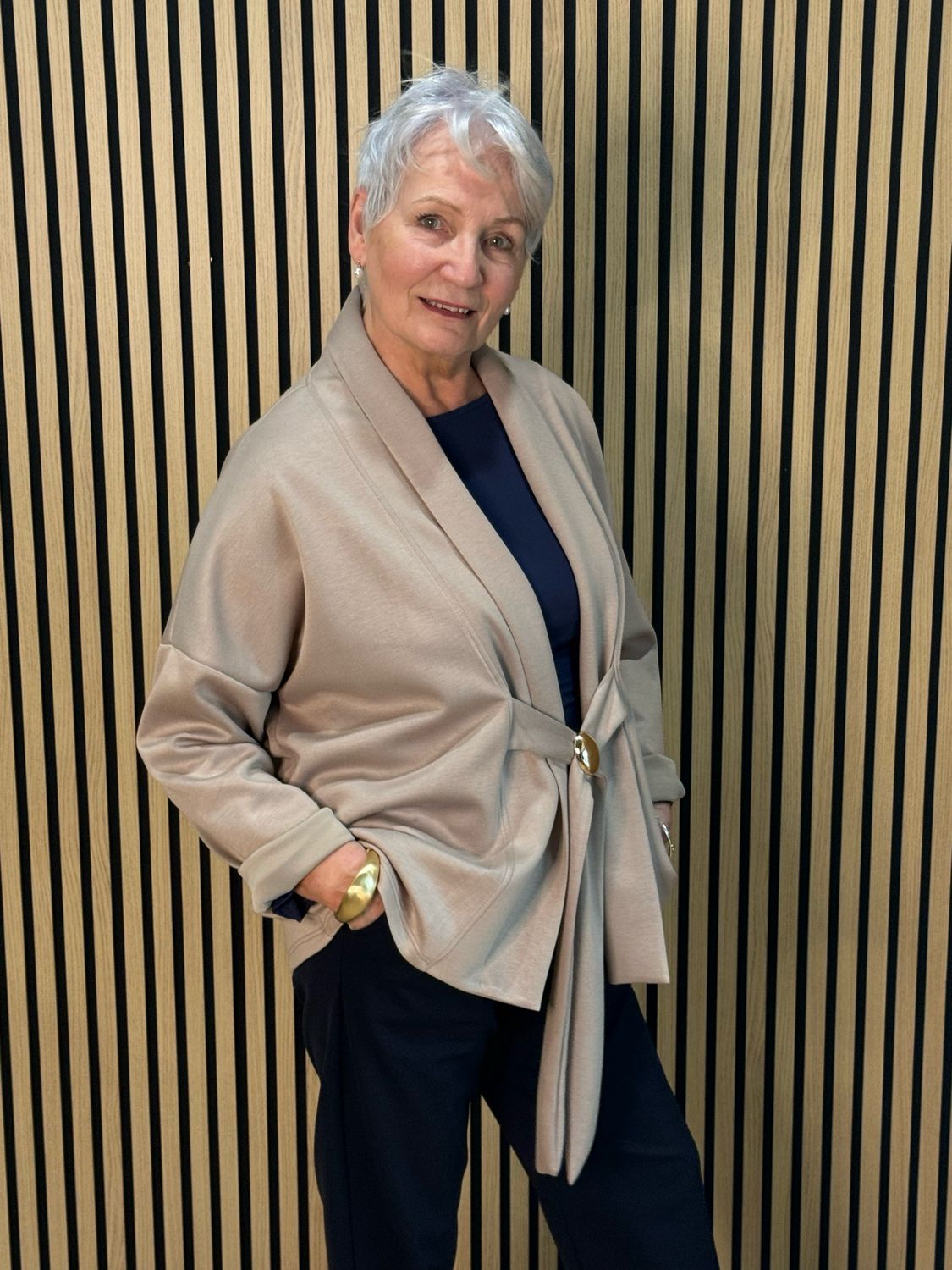 Soft Drape Tie-Front Top - Mocha