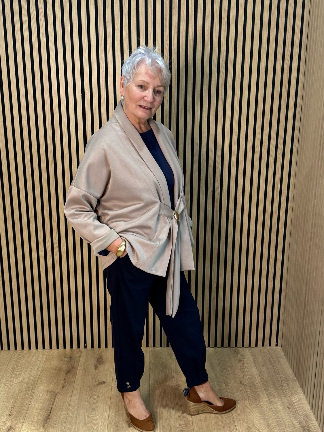 Soft Drape Tie-Front Top - Mocha