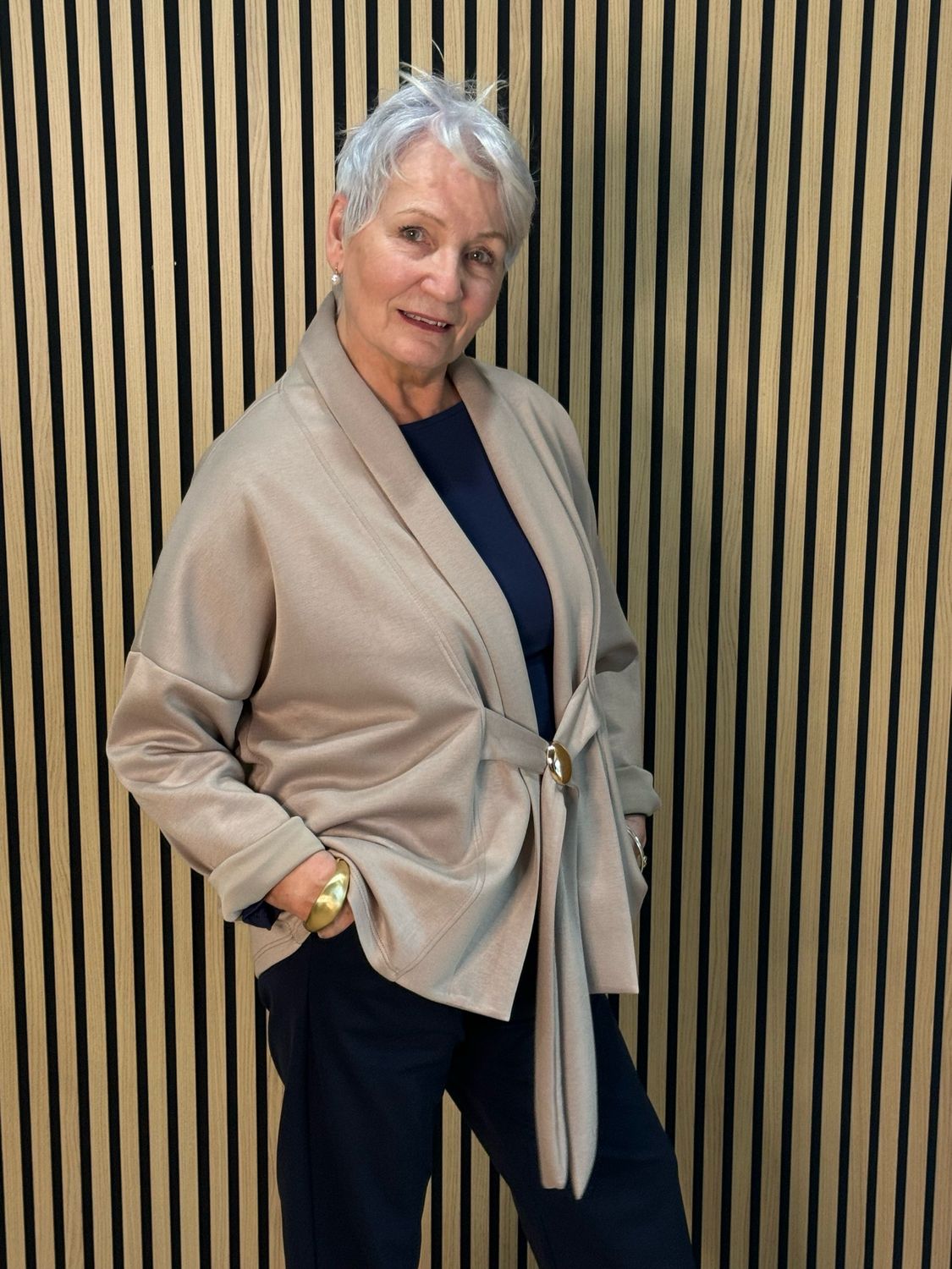 Soft Drape Tie-Front Top - Mocha