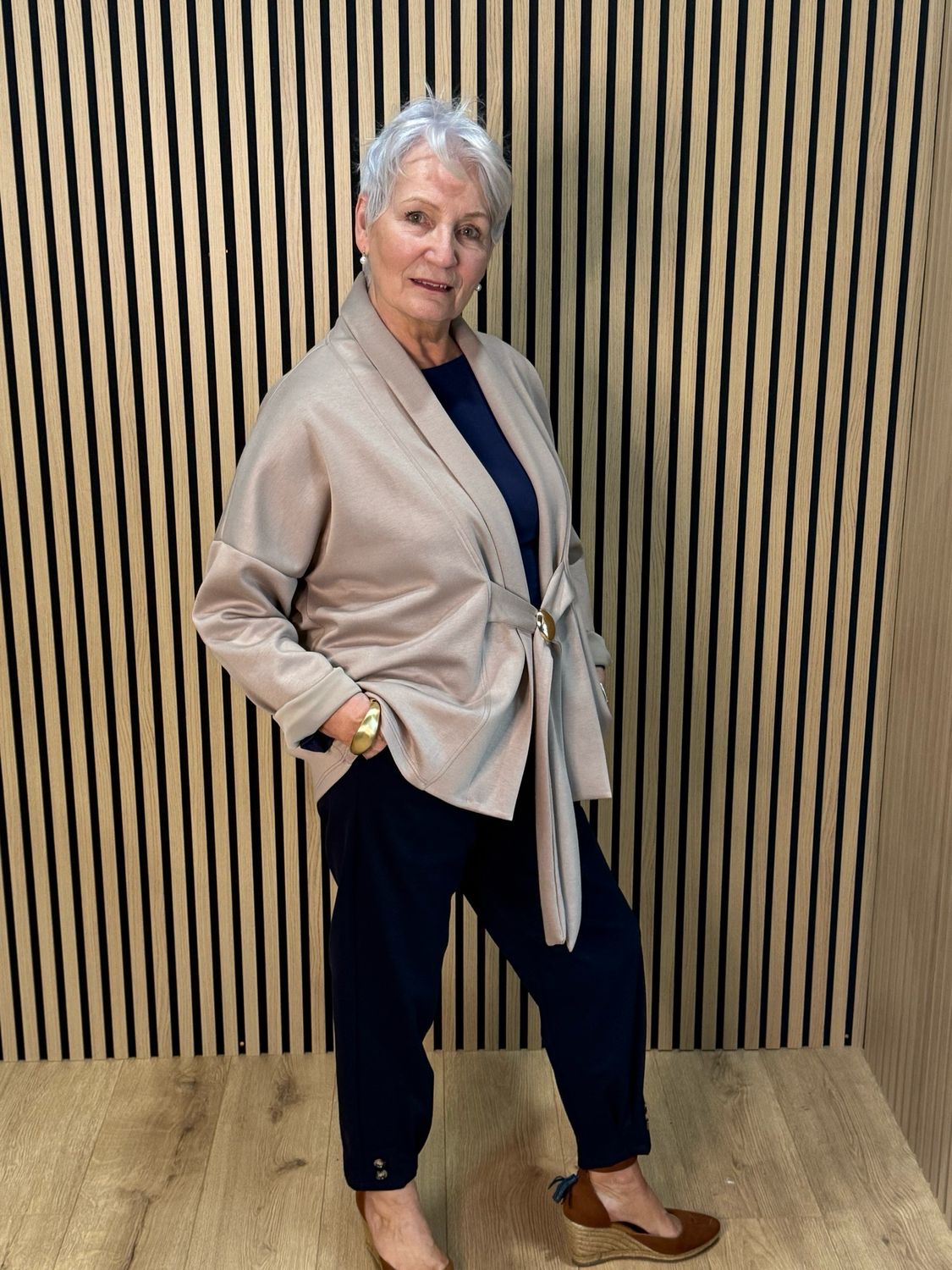 Soft Drape Tie-Front Top - Mocha