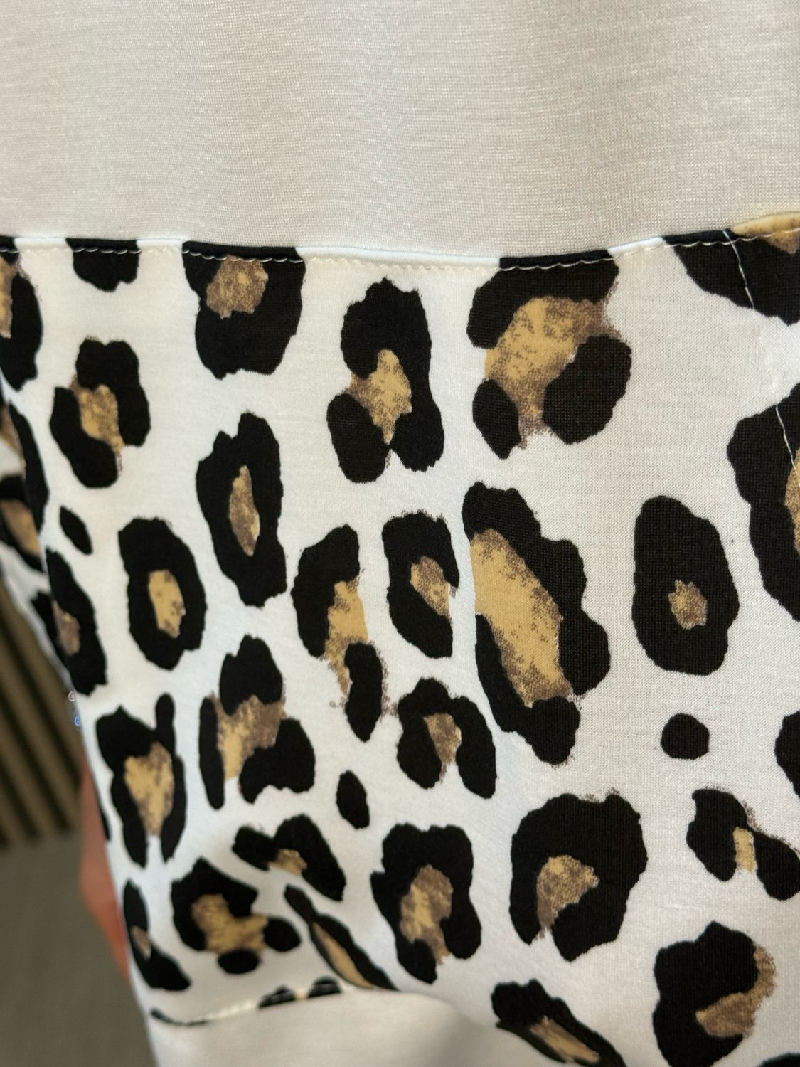 Leopard Trim Oversized Hoodie - White