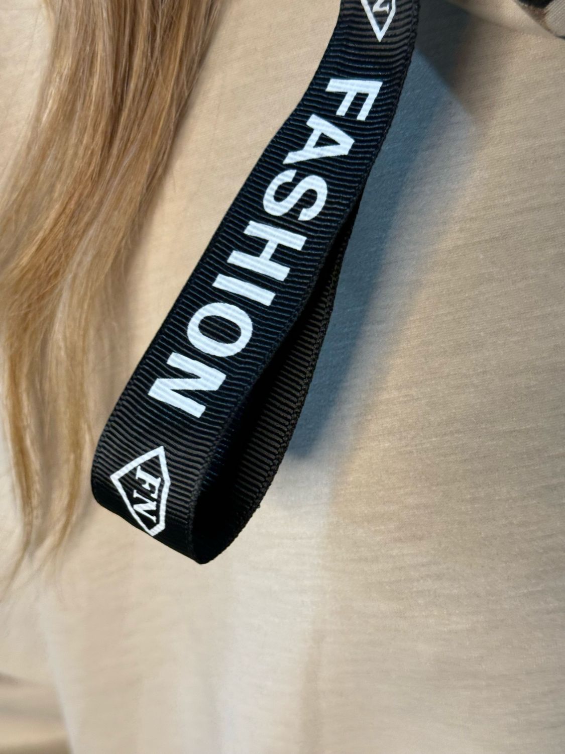 Leopard Trim Oversized Hoodie - Beige