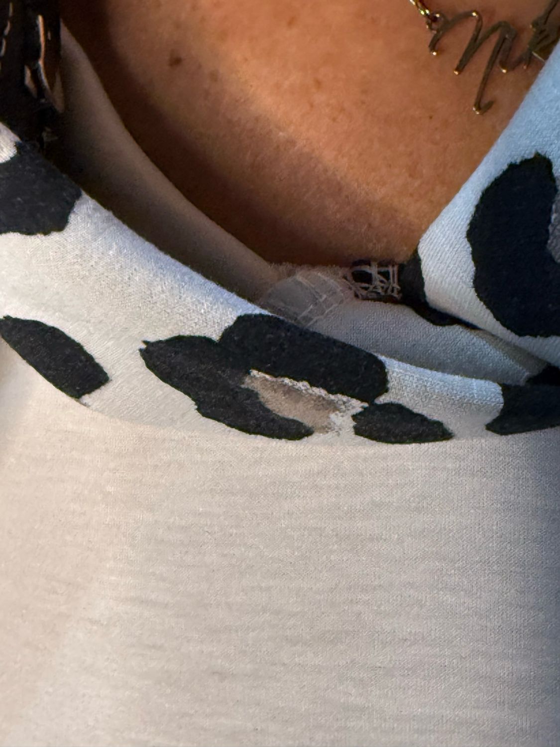 Leopard Trim Oversized Hoodie - Beige