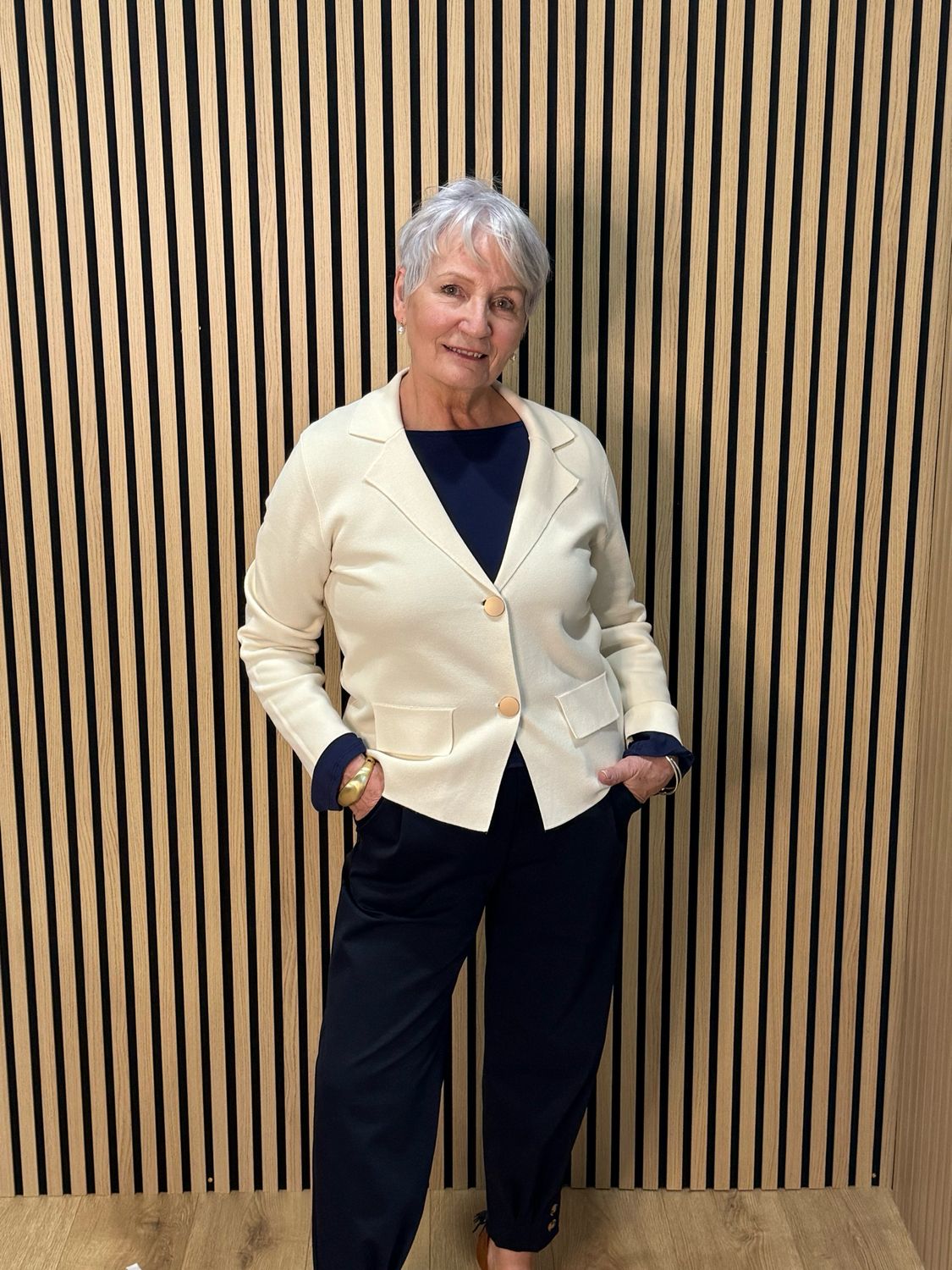 Soft Tailored Stretch Jacket - Cream