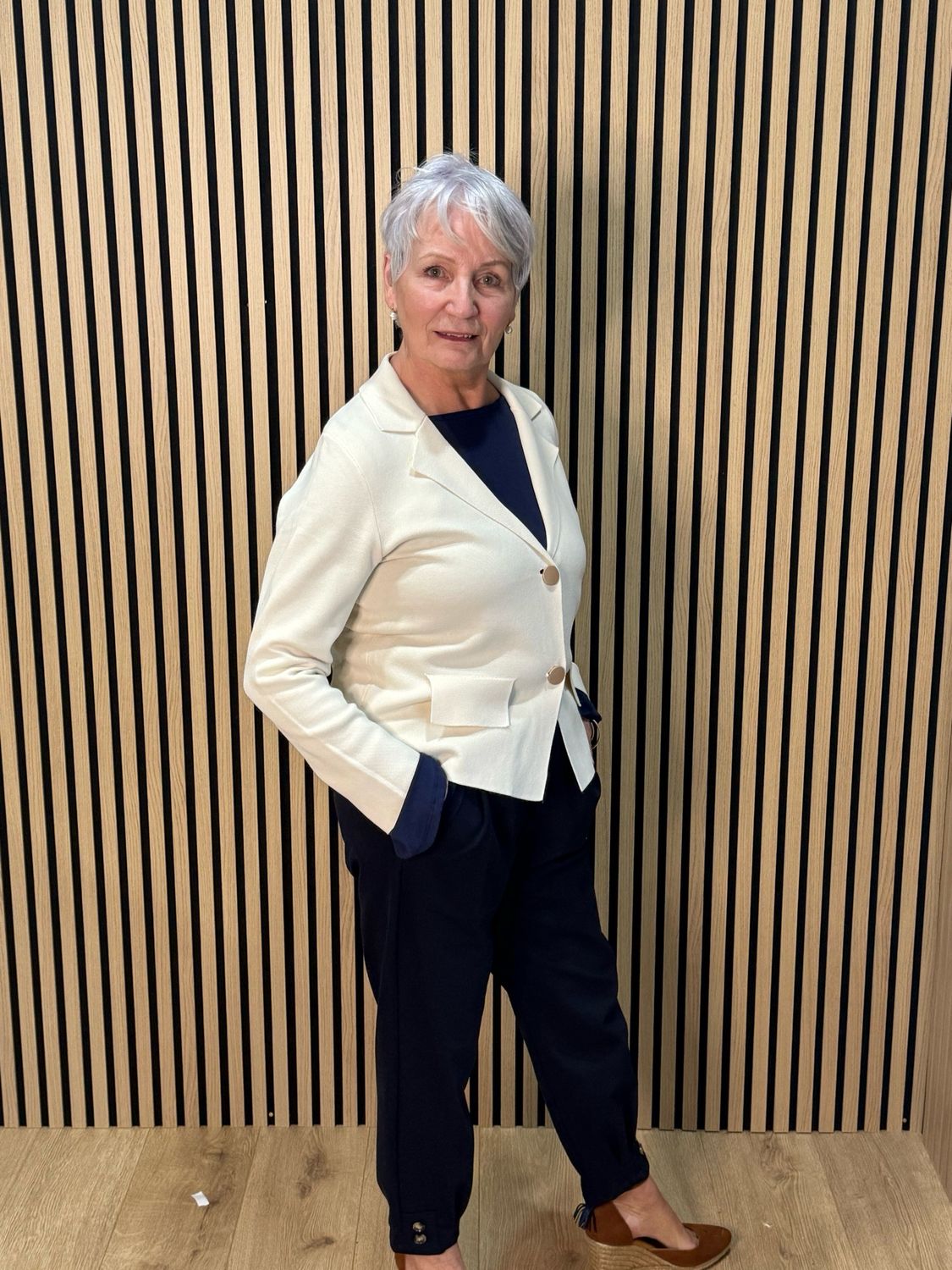 Soft Tailored Stretch Jacket - Cream