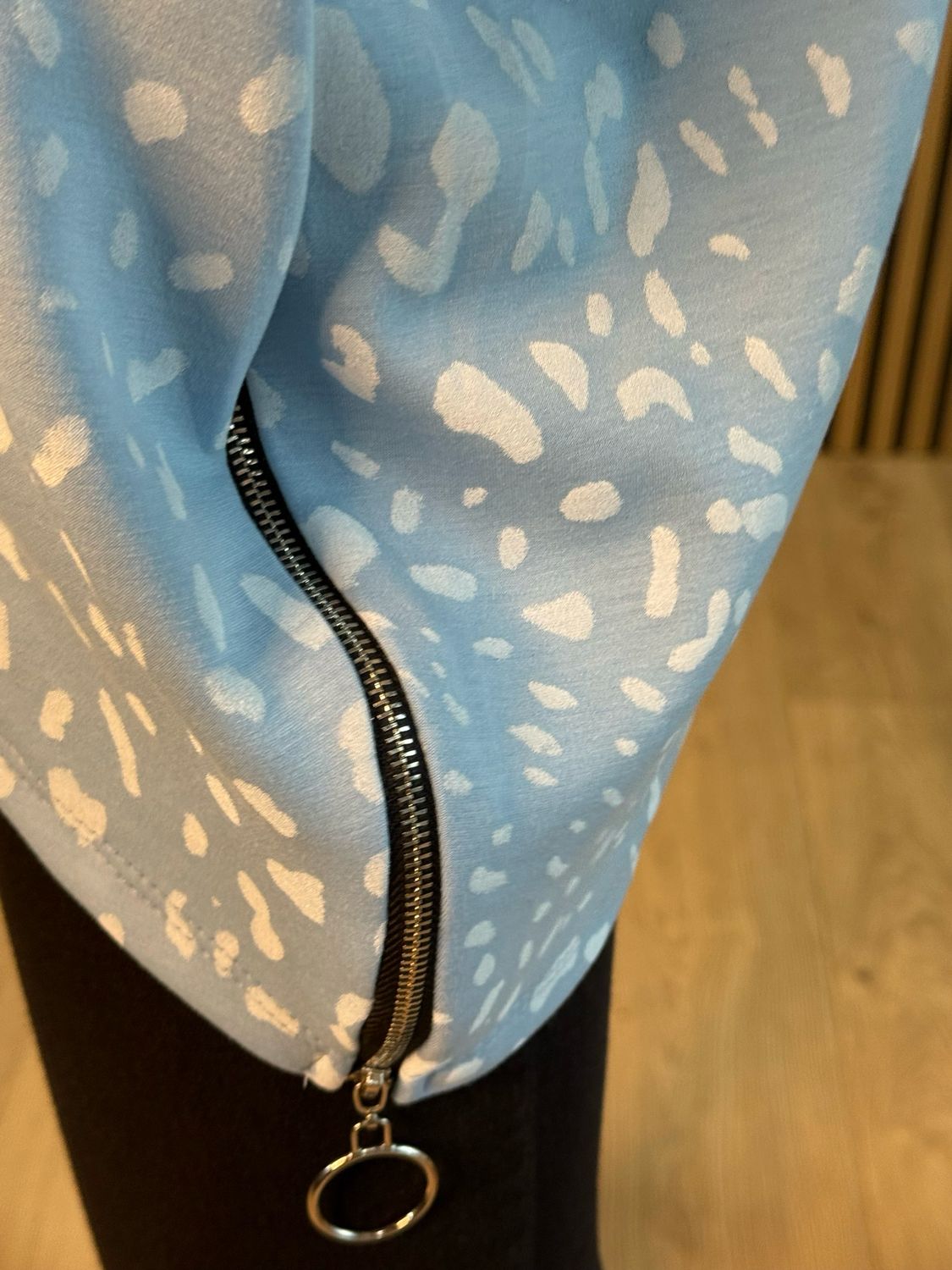 Animal Print Oversized Top - Blue