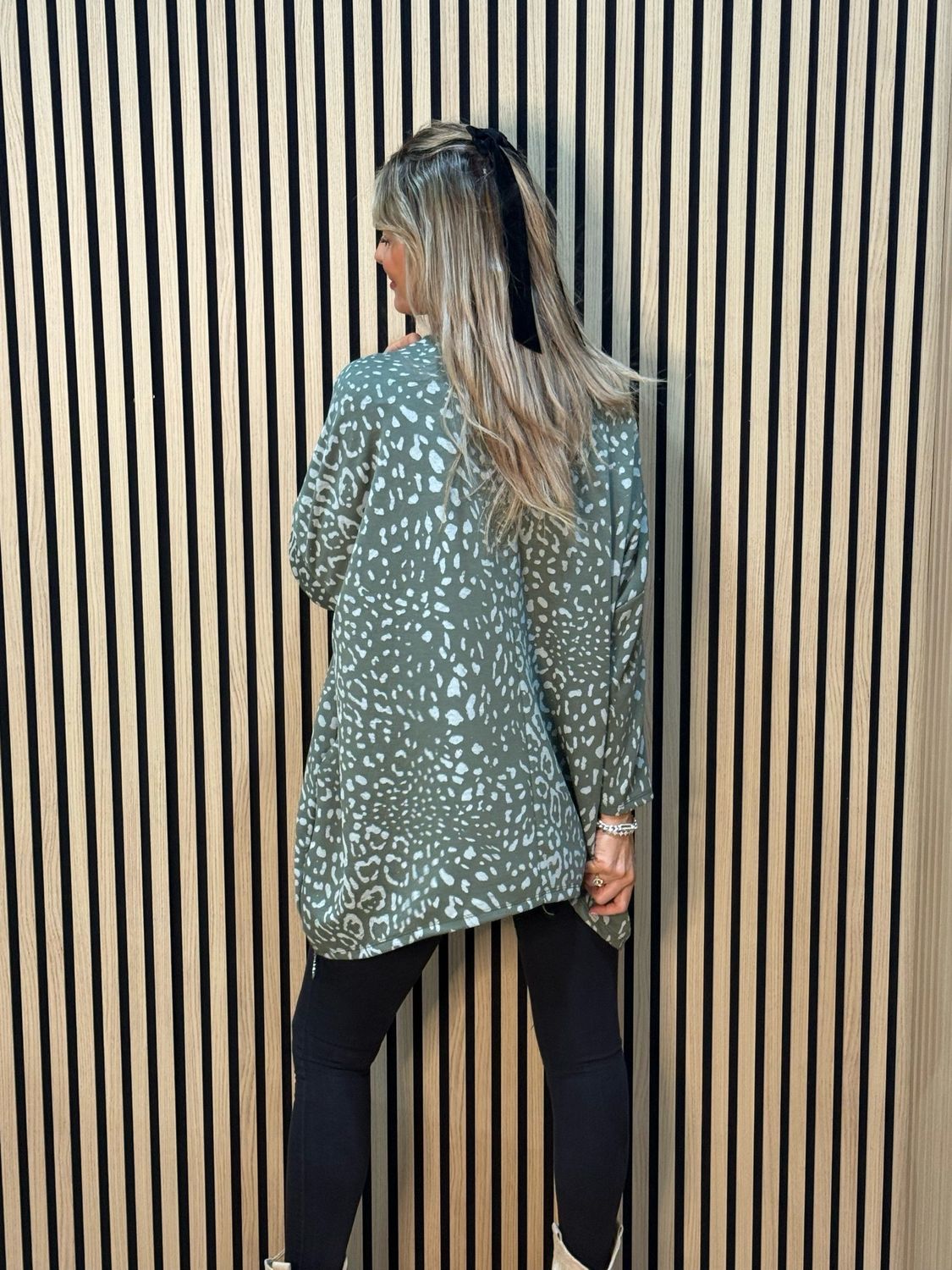 Animal Print Oversized Top - Khaki