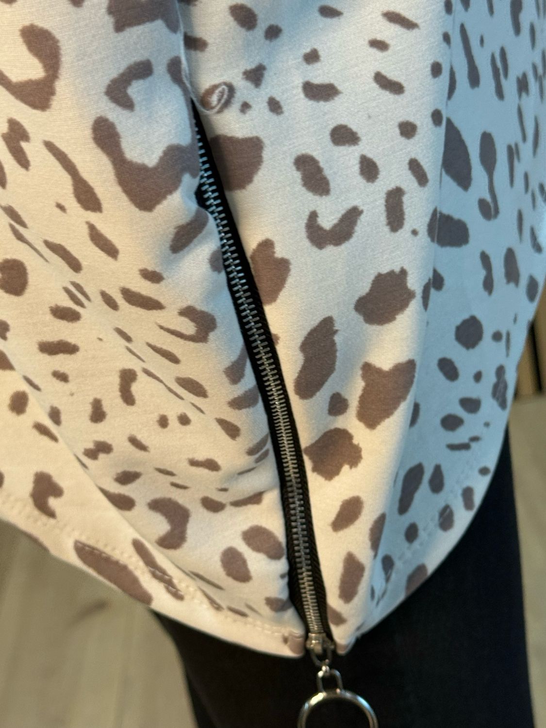 Animal Print Oversized Top - Beige