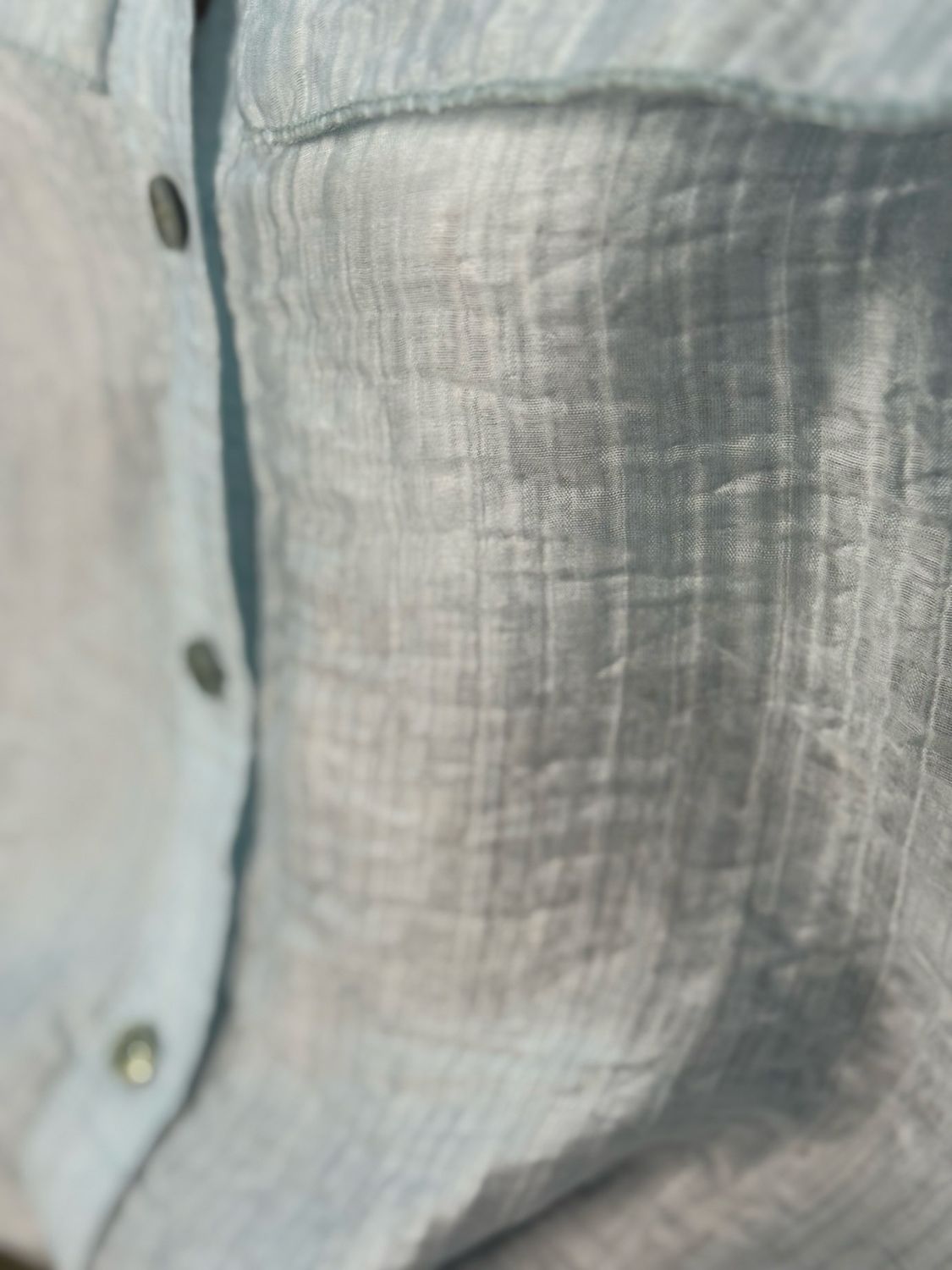 Lightweight Textured Button Blouse - Baby Blue