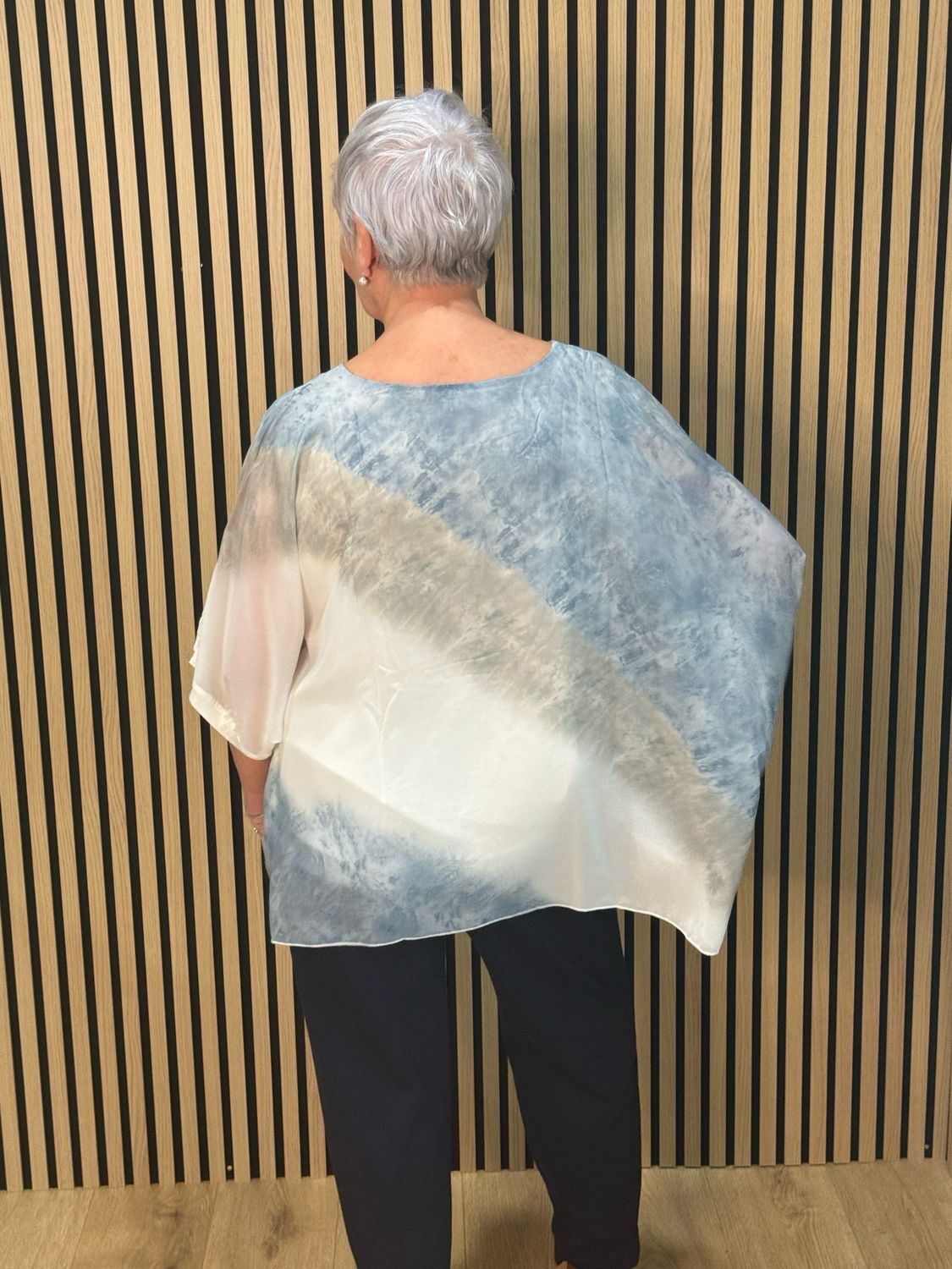 Soft Floral Batwing Top - Blue