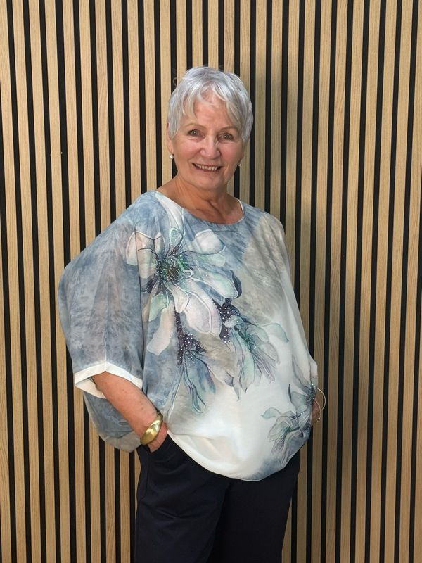 Soft Floral Batwing Top - Blue