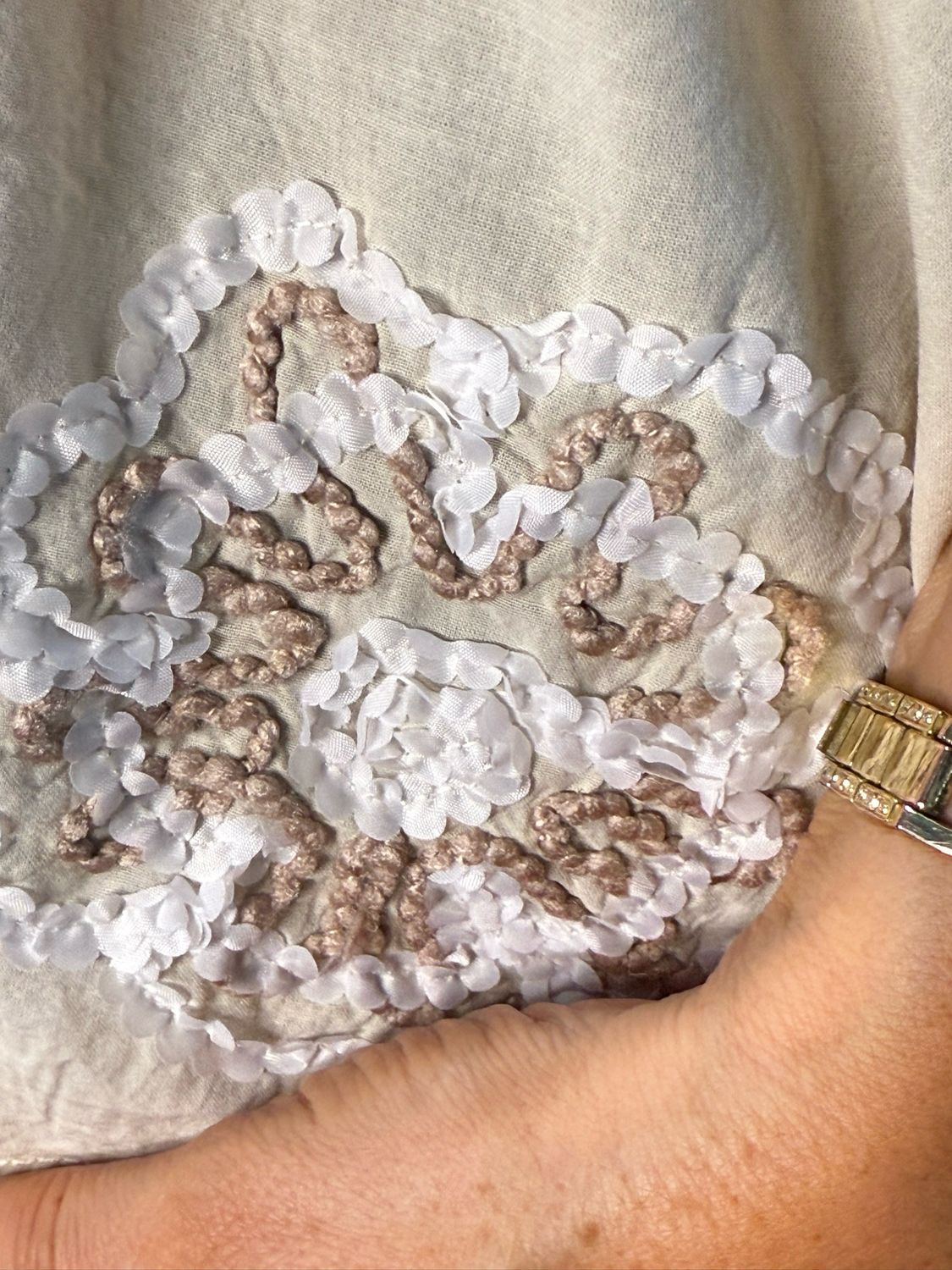 Embroidered Cotton Shirt - Beige