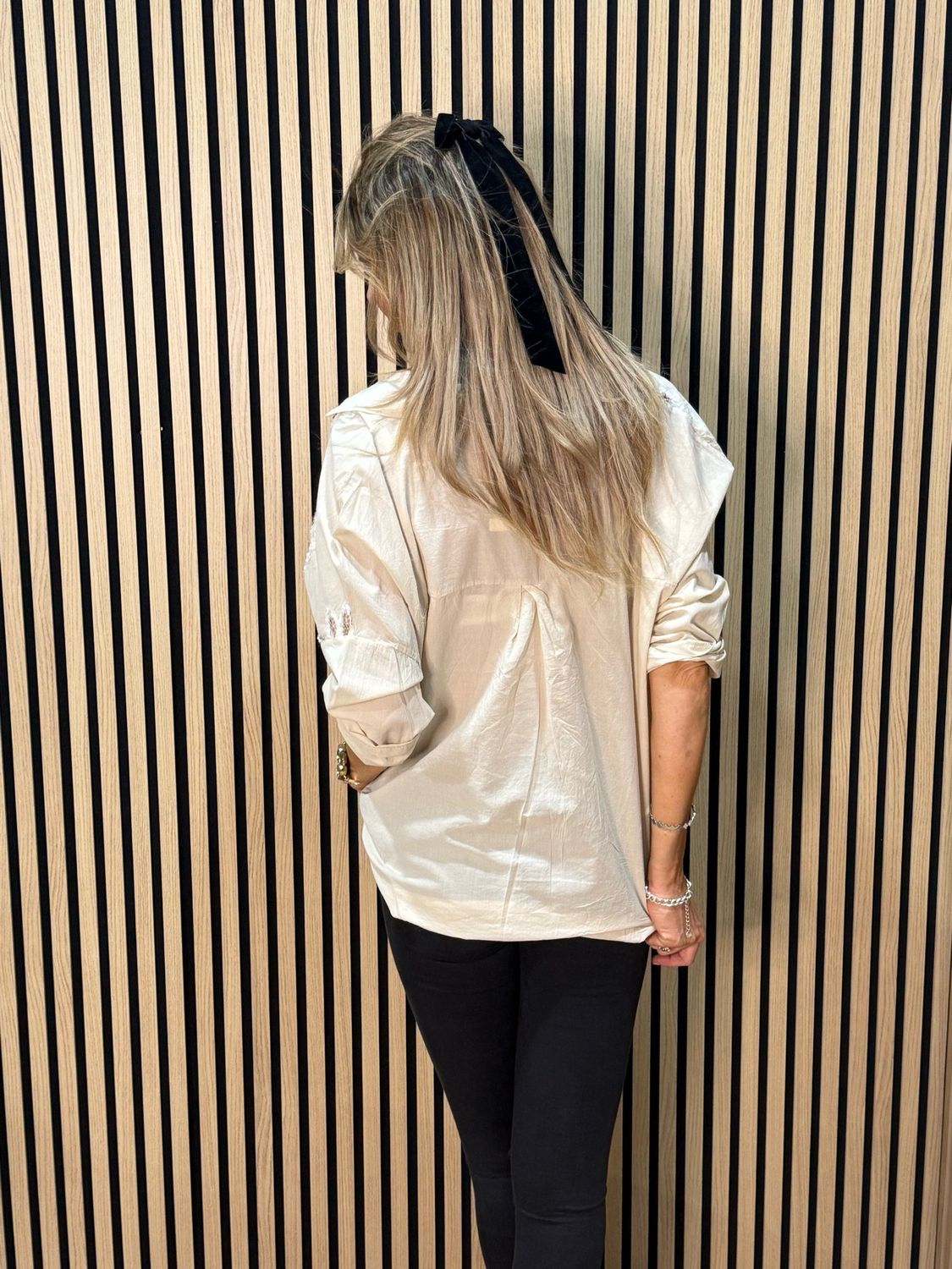 Embroidered Cotton Shirt - Beige