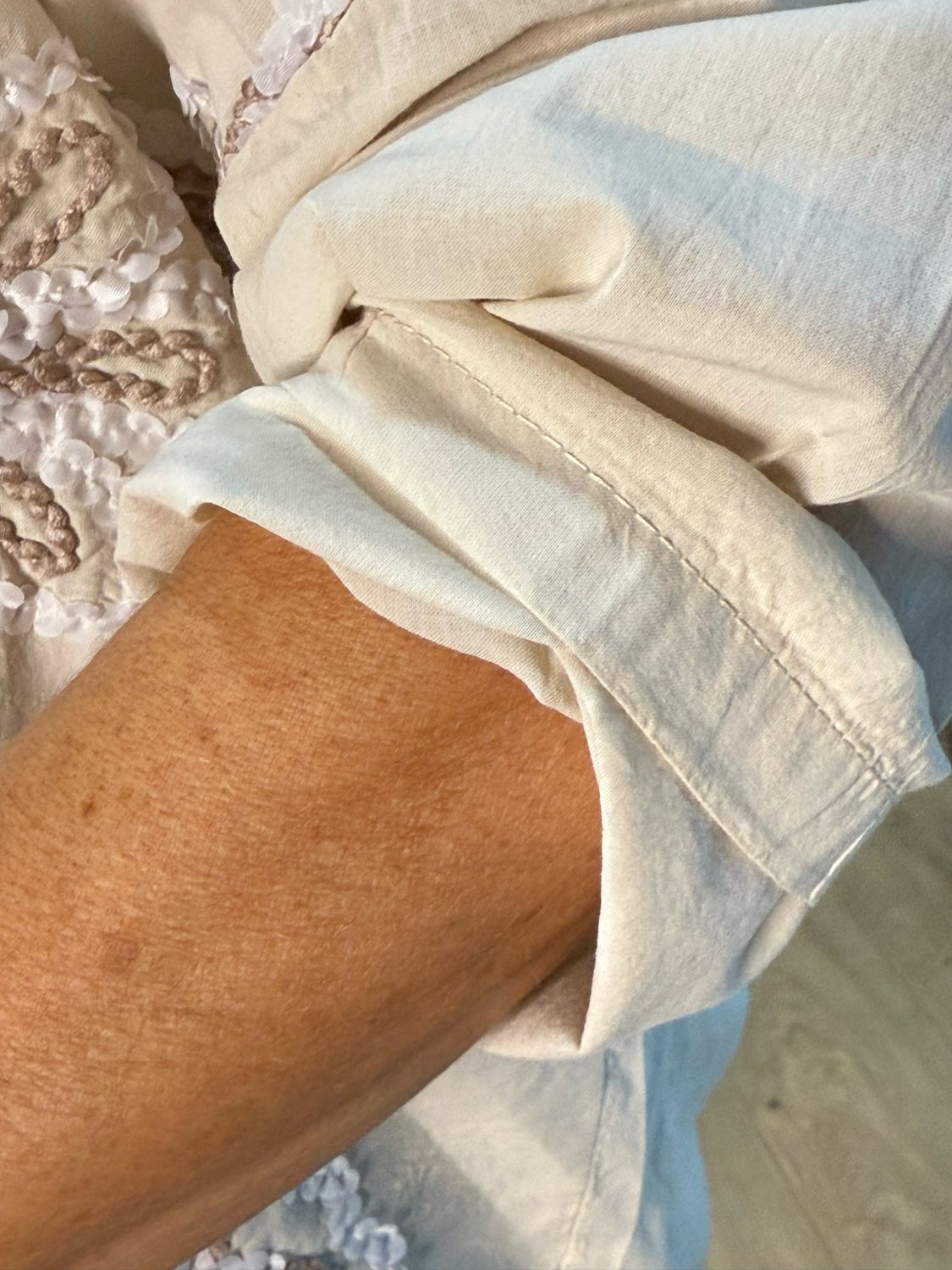 Embroidered Cotton Shirt - Beige