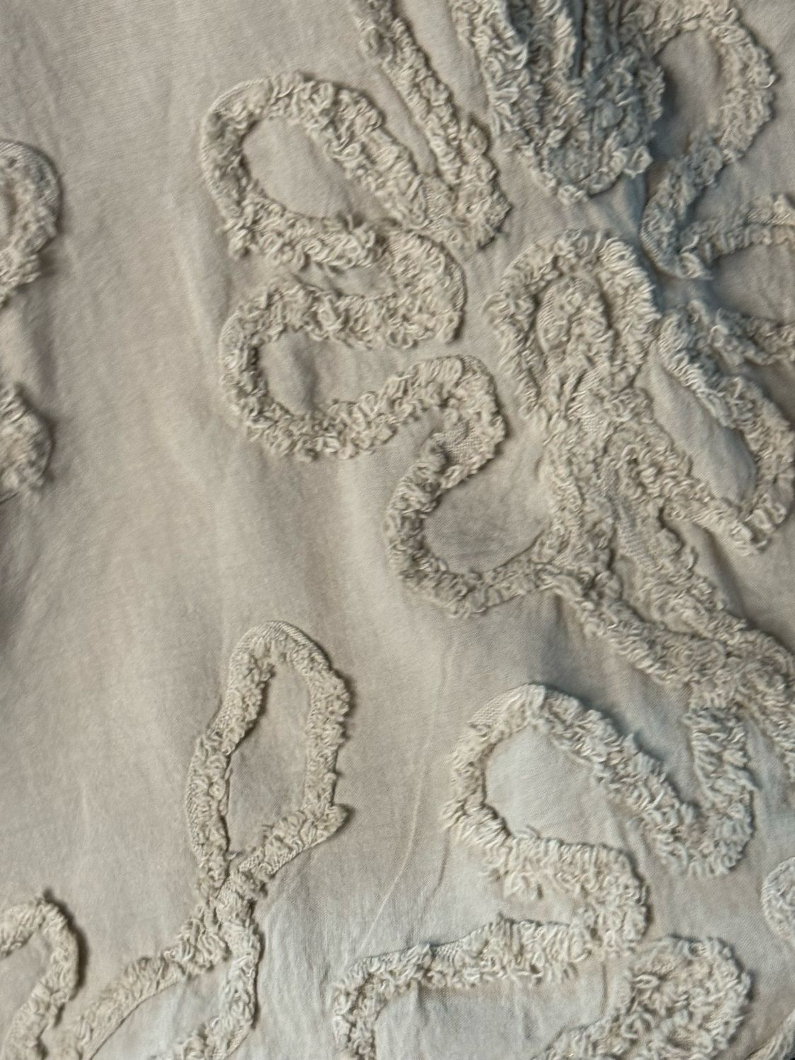 Embroidered Cotton Drawstring Top - Taupe