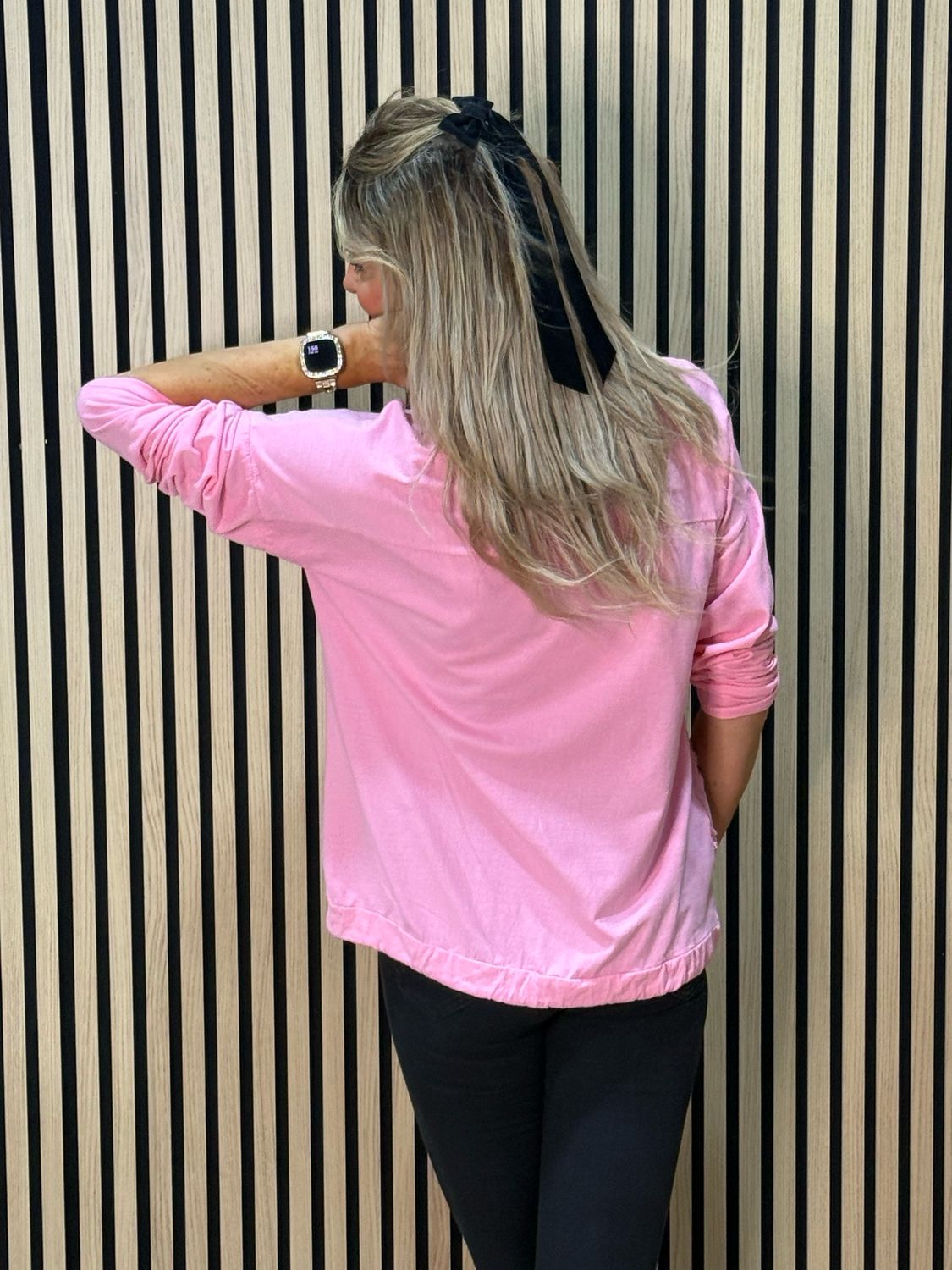 Embroidered Cotton Drawstring Top - Pink