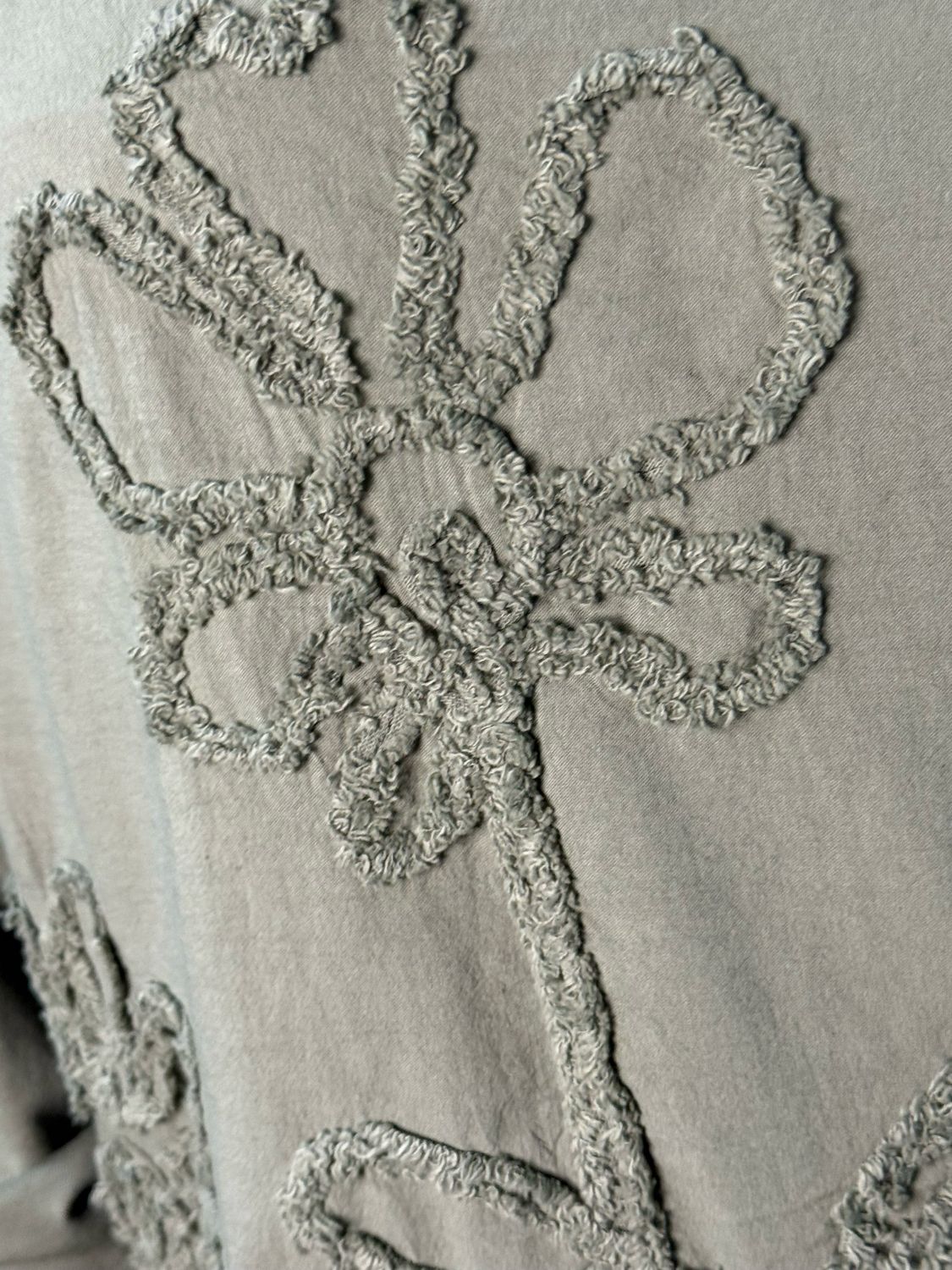 Embroidered Cotton Drawstring Top - Khaki